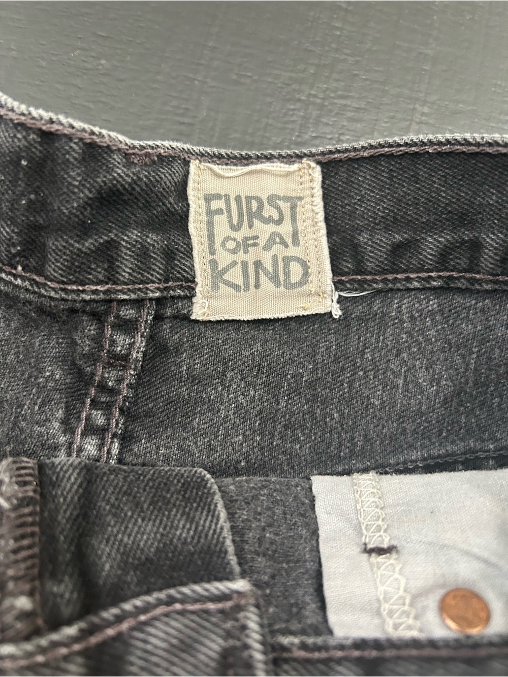 Furst of a kind Black Denim Jean Shorts with Checker Side Trim - Women - Picture 4 of 7